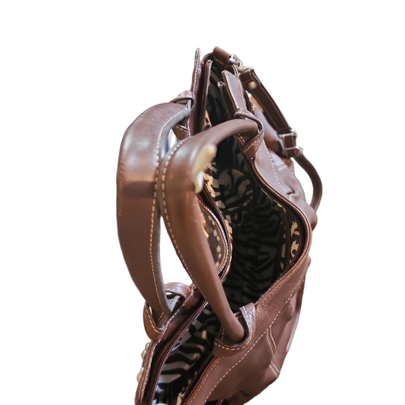 STUNNING BROWN LEATHER STUDDED BAG FROM *FENN WRIGHT MANSON EUC - Picture 5 of 10